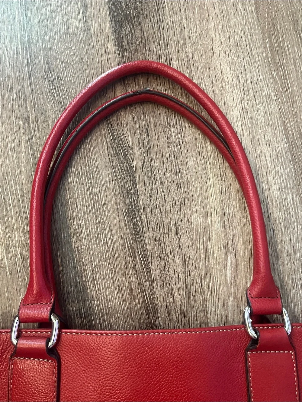 Tignanello Leather Red Leather Tote Bag